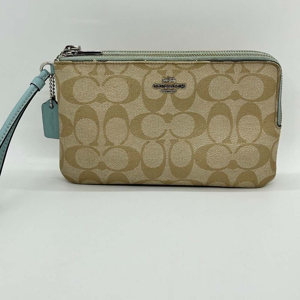 Coach Large Wristlet in Khaki Signature “C” Logo Canvas